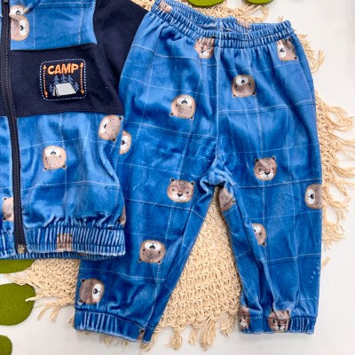  Conj. Jaqueta Camp e Calça Ursinho Nerd - Azul